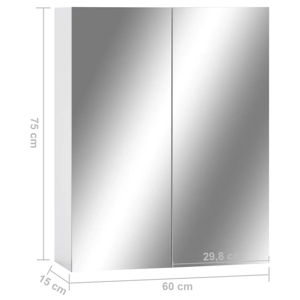 Armadietto a Specchio-Mobile con specchio Bianco 60x15x75 cm in MDF