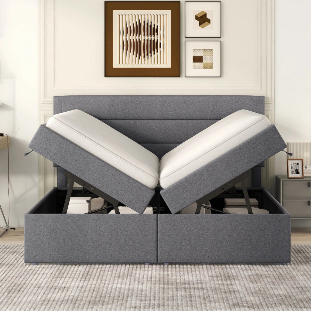 LETTO Contenitore 140x200 cm Grigio in legno e MDF