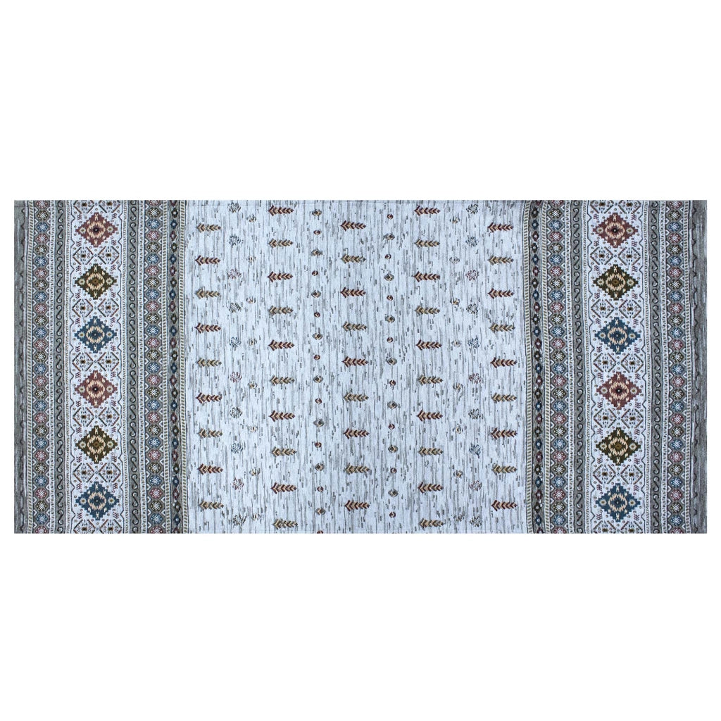 Tappeto Arredo Moderno Morbido in Ciniglia Ingresso Antiscivolo Prodotto Italiano  Soggiorno Camera Salotto Disegni Piazzati Cotone Varie Misure Grande Loom/Grigio - 115x175 cm