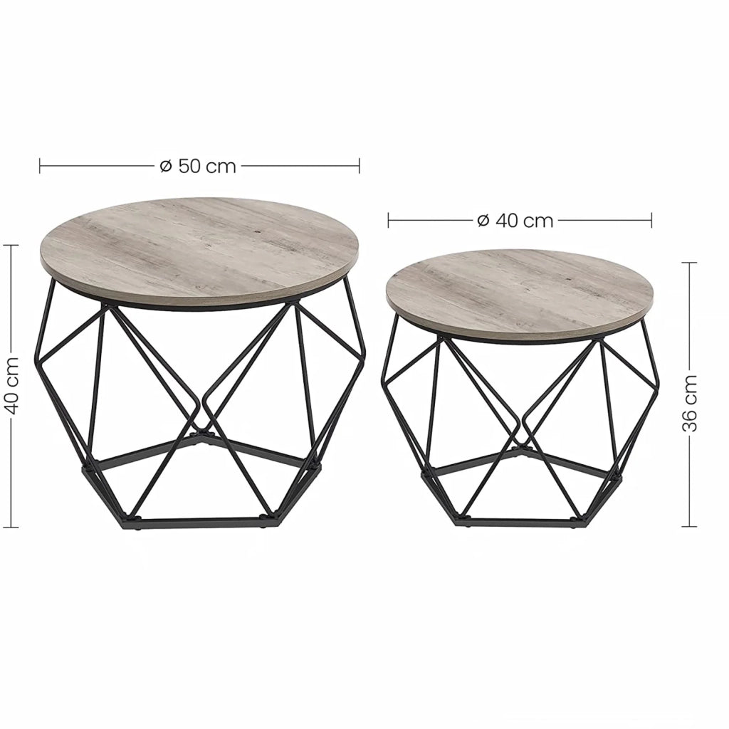 Set di 2 tavolini da caffè 50 x 40 cm e 40 x 36 cm d'appoggio pannelli di truciolato acciaio grigio 12_0006248