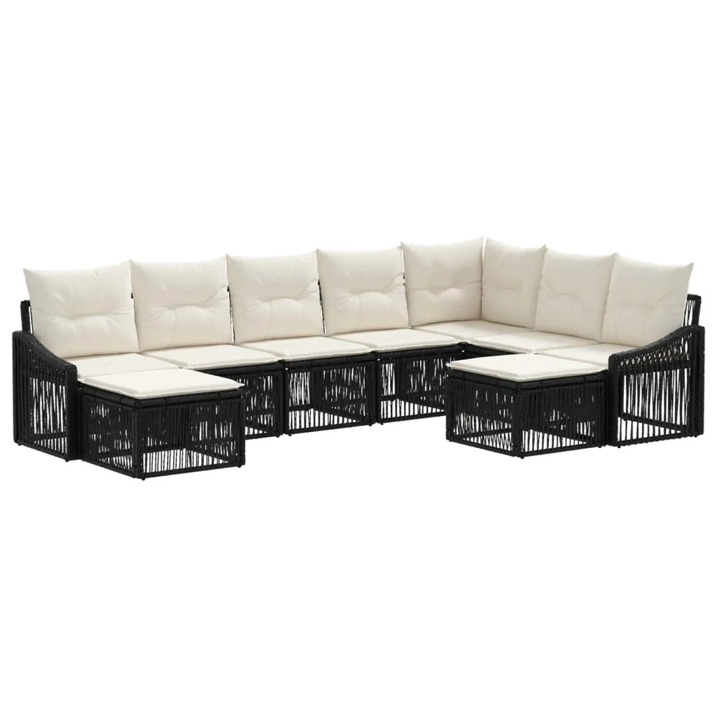 Set Divano da Giardino 9 pz Nero polyrattan 3436192