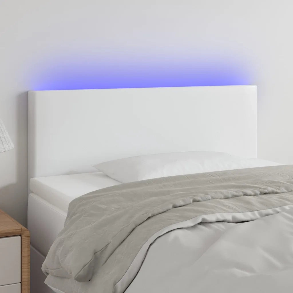 Testiera Bianco a LED 100x5x78/88 cm in Similpelle 3121417