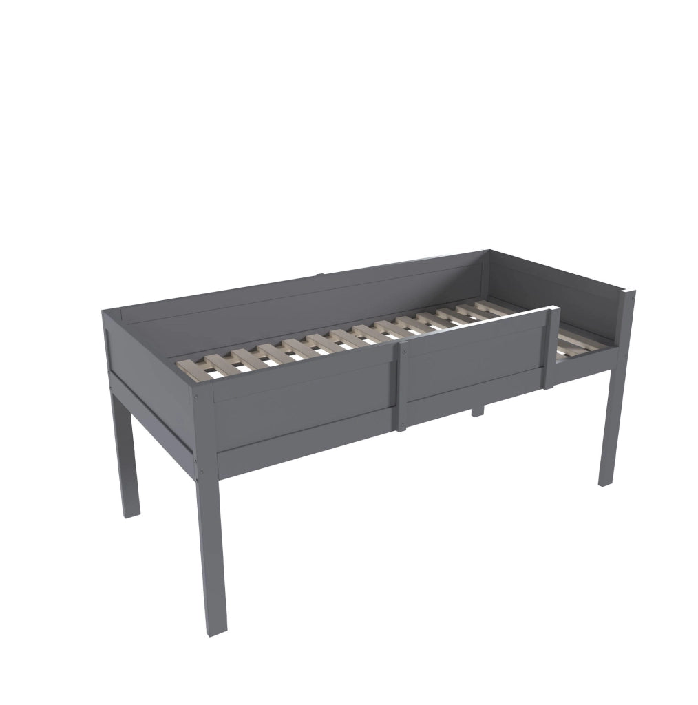 Letto a castello triplo in legno massiccio 90x200 cm con sponde alte, colore grigio