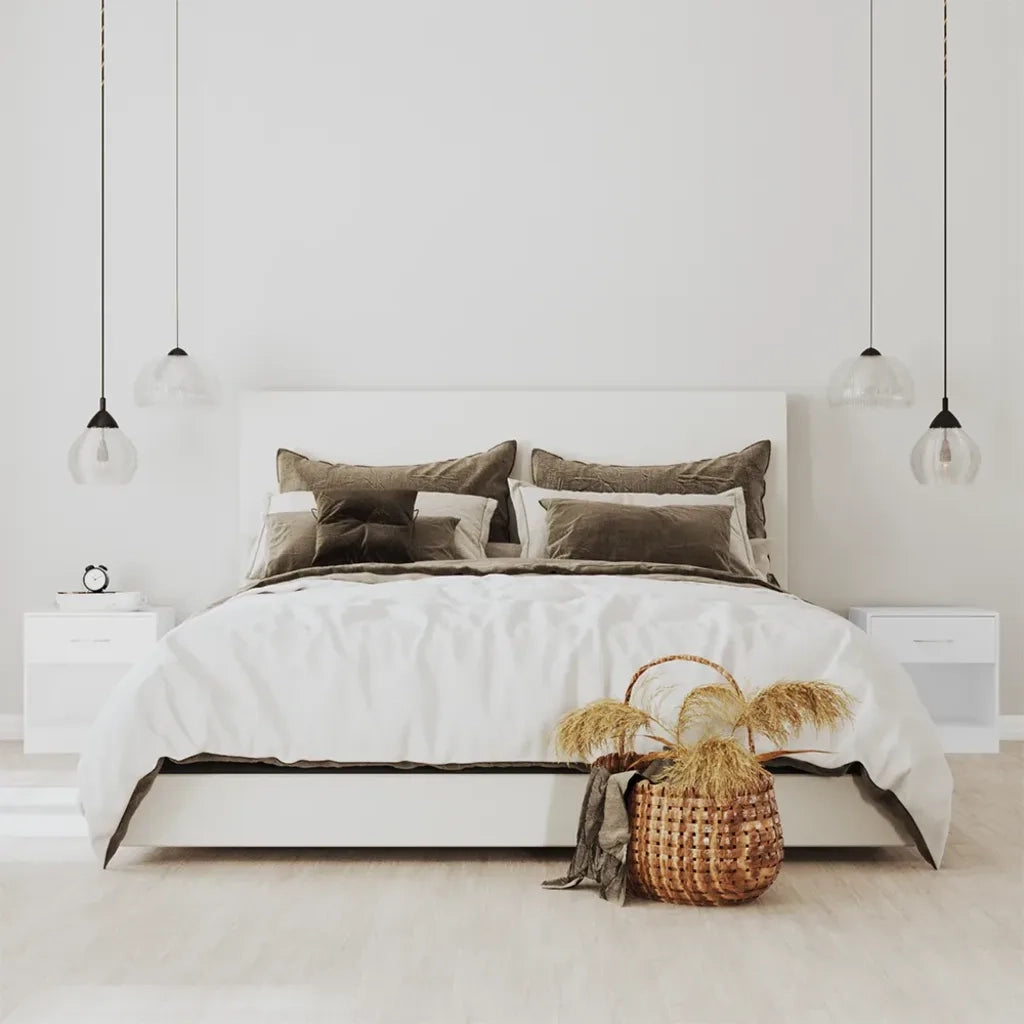 Set di 2 Comodini | Armadio da Notte | Mobiletto da notte con Cassetto Bianchi