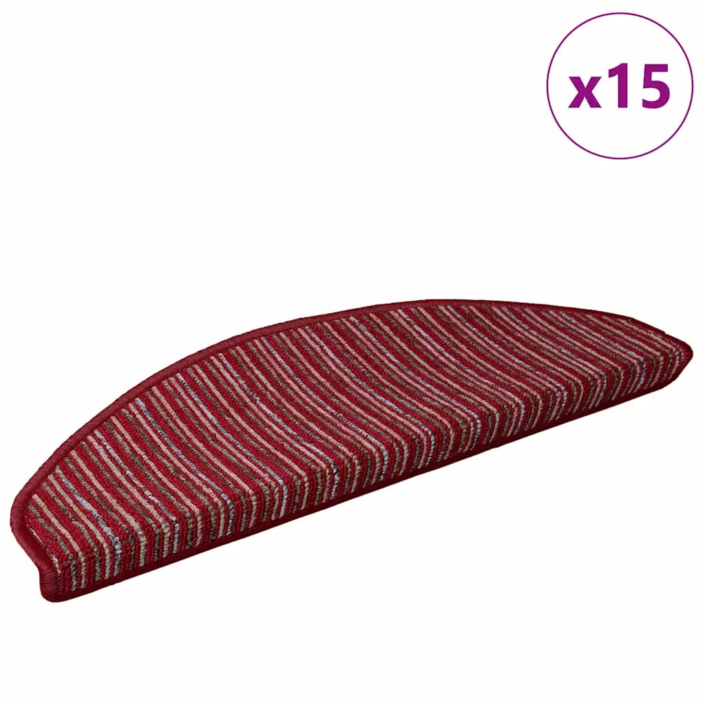 Tappetini per scale autoadesivi 15 pz | Gradini per Scale Rosso 65 x 21 x 4 cm