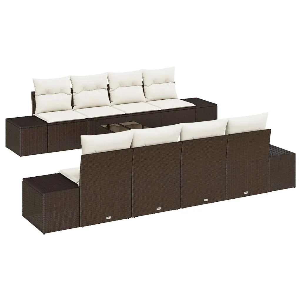 Set Divano da Giardino 7 pcs Marrone e crema polyrattan 3346988