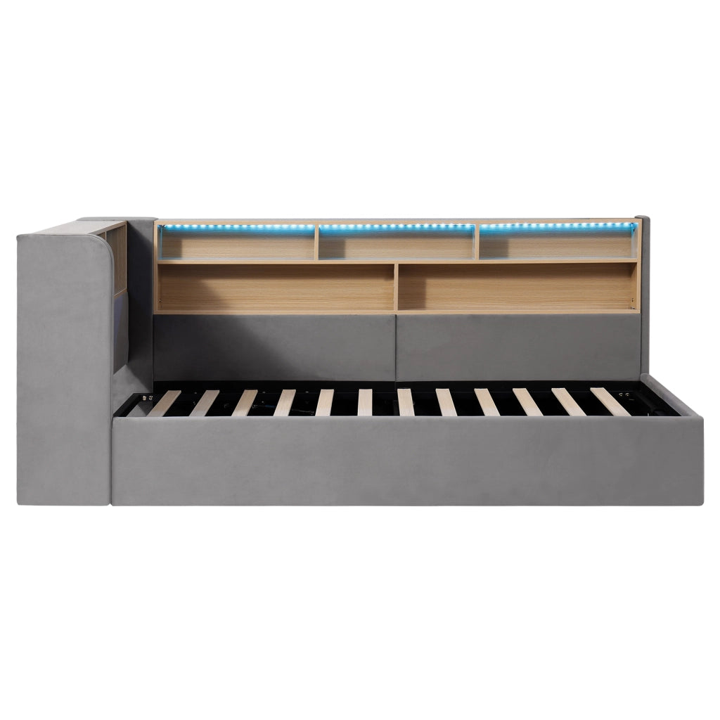 letto imbottito velluto grigio 110 x 225 cm