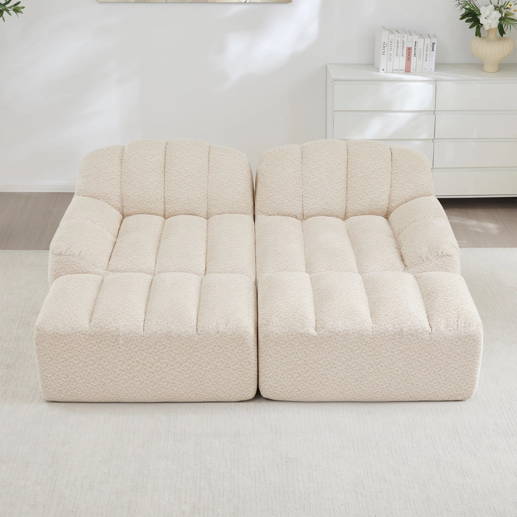 Divano angolare modulare a 2 posti senza struttura rigida in pile granulato beige bianco antiscivolo