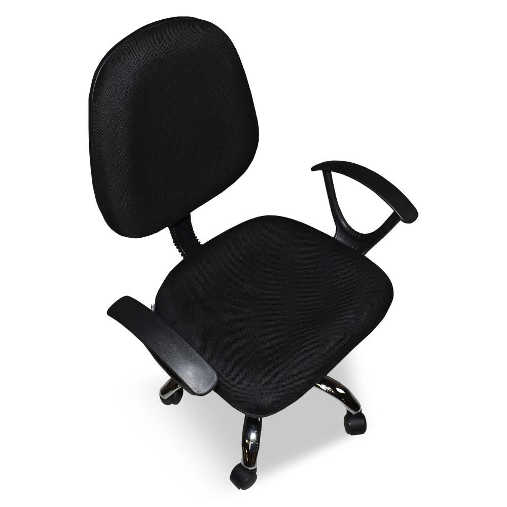 Poltrona da ufficio con ruote CR131 in tessuto nero e base cromata