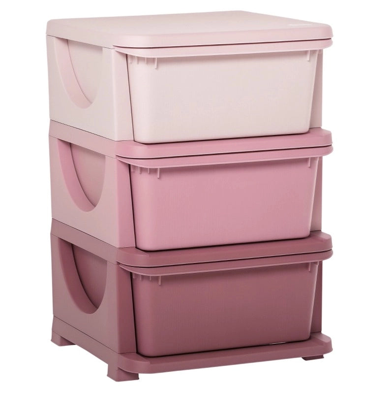 Mobile contenitore per bambini rosa a 3 livelli