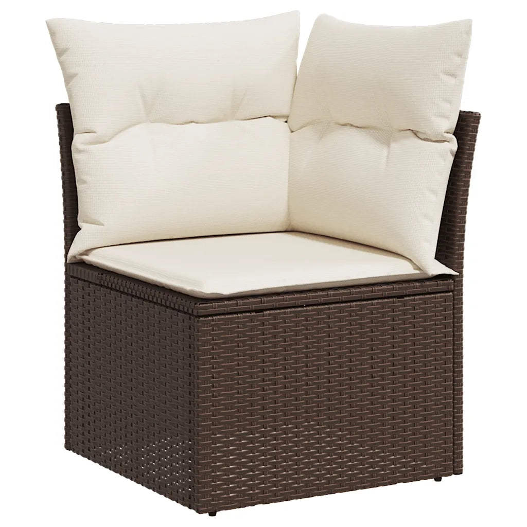 Set Divano da Giardino 3 pz con Cuscini-Sofa da Giardino-Divanetto da esterno Marrone in Polyrattan 827848