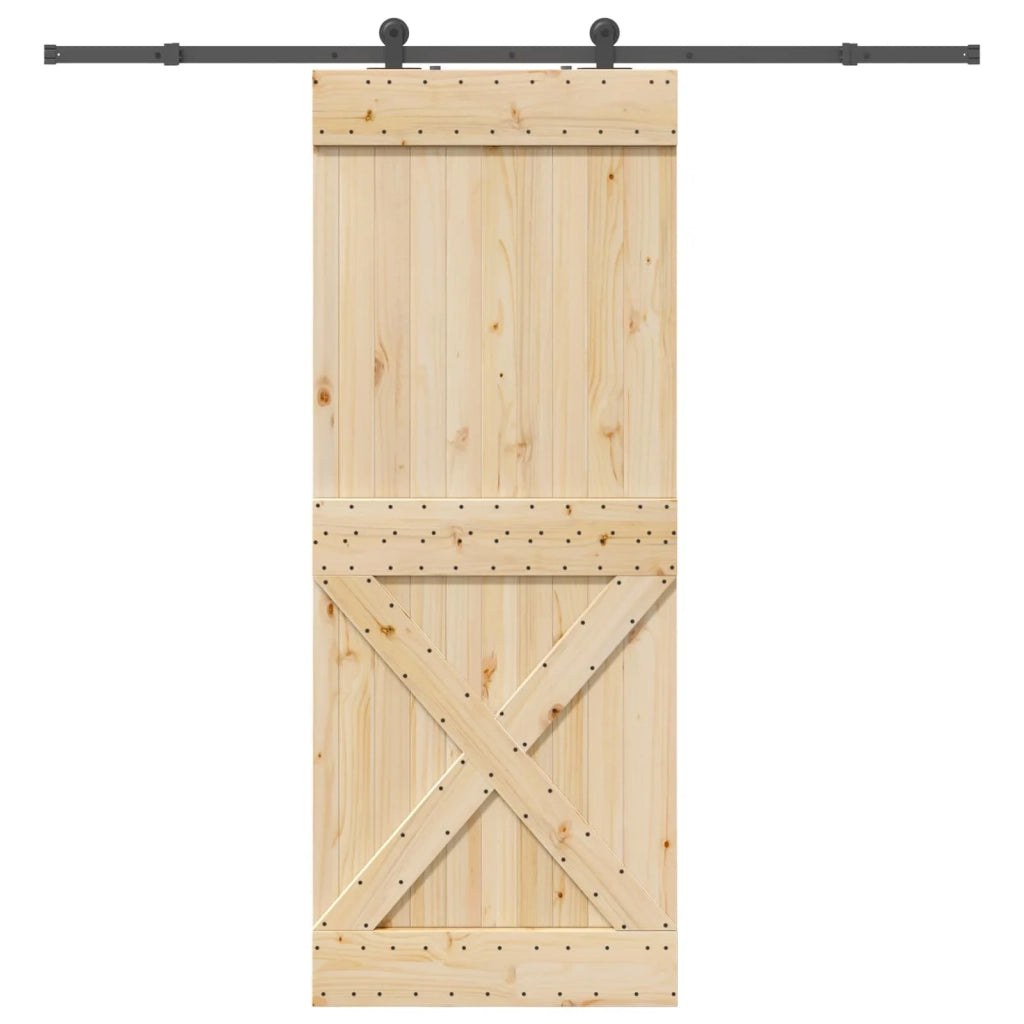 Porta scorrevole NARVIK Naturale e Nero 90 x 210 cm (213,5 cm) 3445368