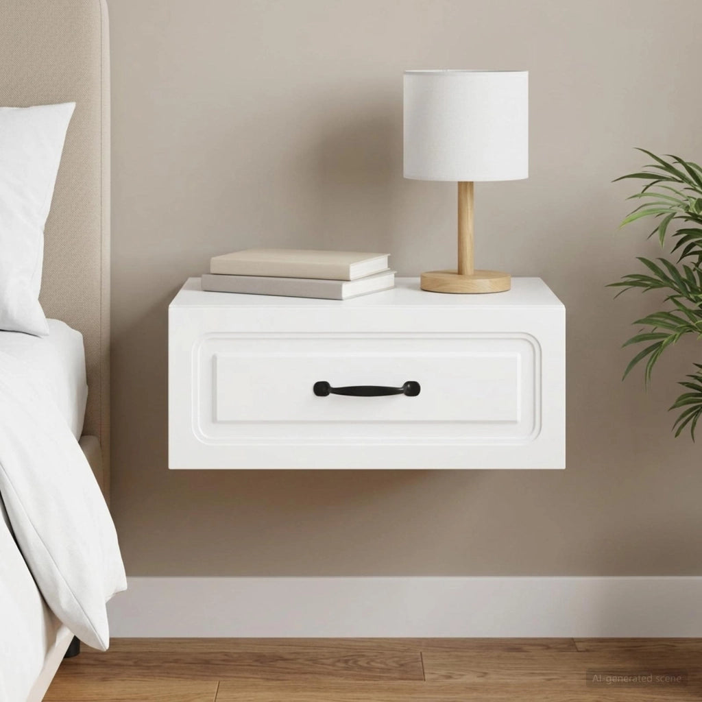 Mobiletto da notte a muro con cassetto Bianco 49 x 34,5 x 20 cm 899295