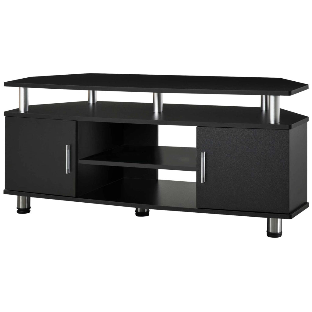 Mobile TV Classico con 2 Ripiani e 2 Ante Nero ¨C Minimal ¨C 120x30x50 cm