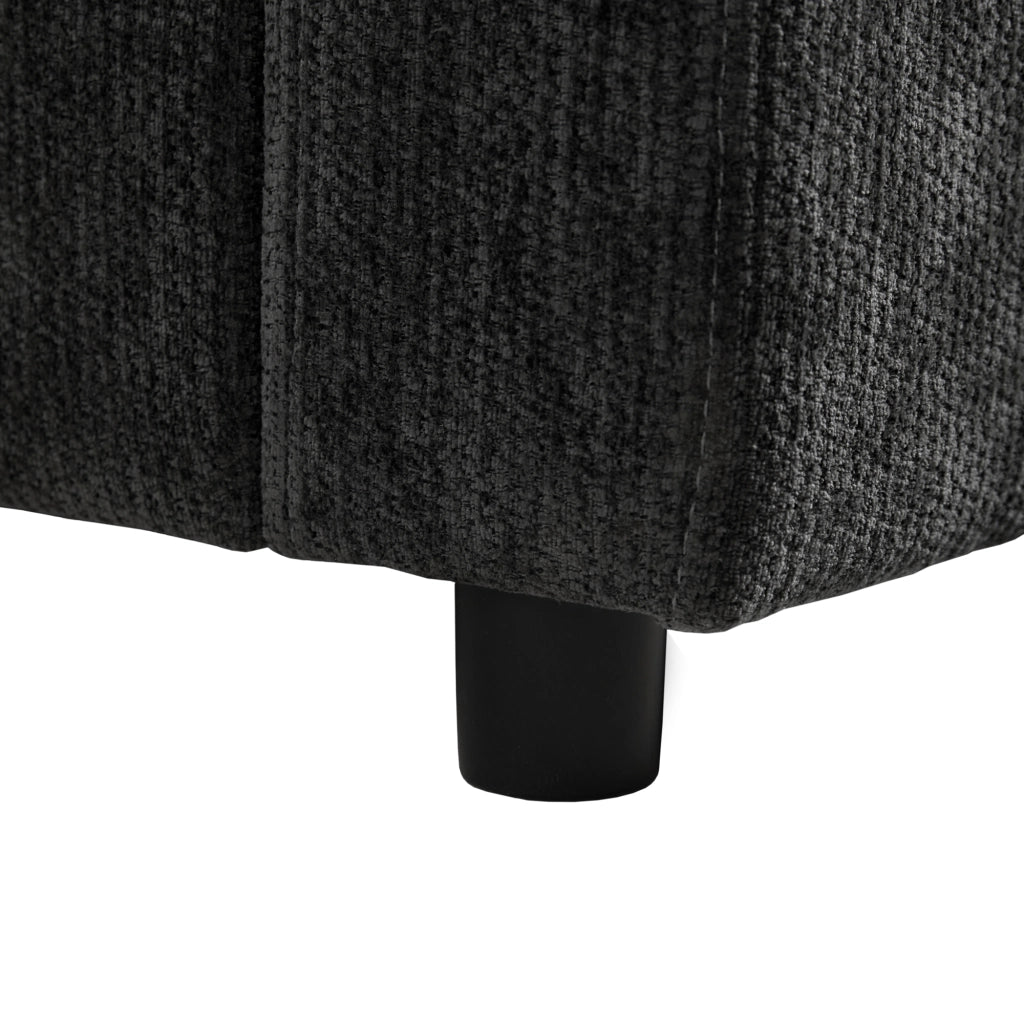 Divano letto angolare 206,5x141 cm con contenitore e USB in ciniglia grigio scuro
