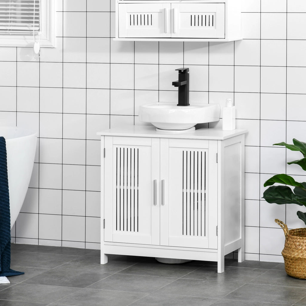 Mobile Sottolavabo Bagno con 2 Ante ¨C Minimal ¨C Legno Bianco 60x30x60 cm