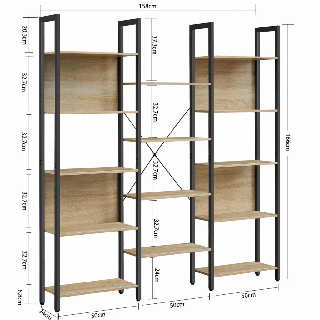 Libreria Doppia Loft Sonoma in Acciaio e Legno