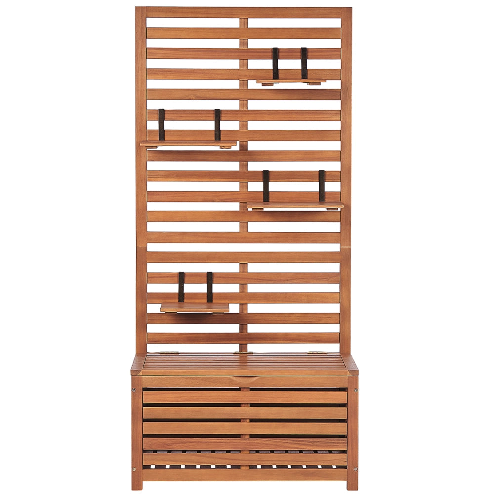 Panca da giardino con mensole e pannello in legno di acacia 80 cm