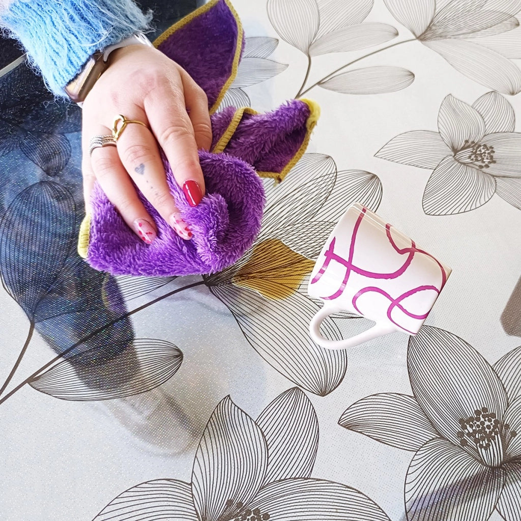 Tovaglia Trasparente Decorata Glitterata Pellicola Pvc 100x320 Cm Tavolo Antimacchia Spessa Fiori (C)