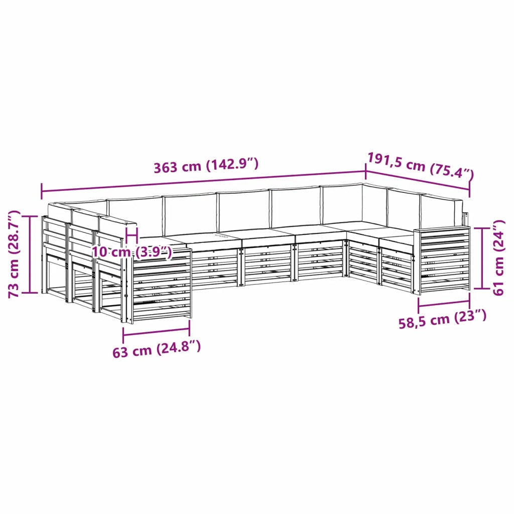 Set di divani da esterno 10 pcs Bianco e Crema 3392590