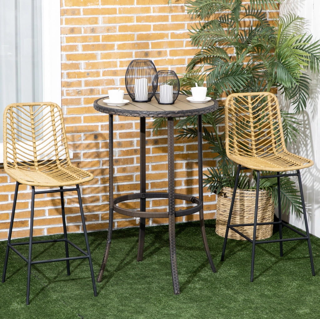 Set di 2 sgabelli da bar gialli in rattan con schienale