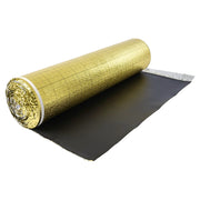 Sottopavimento Fonoassorbente 18,6 m² in Schiuma IXPE e PE Dorato con Barriera al Vapore e Nastro Adesivo per Pavimenti Laminati e Parquet