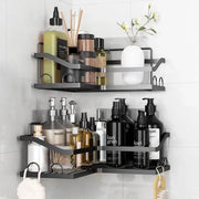 Angolo Doccia - Inox - 2 Pezzi - Nero - Senza Fori