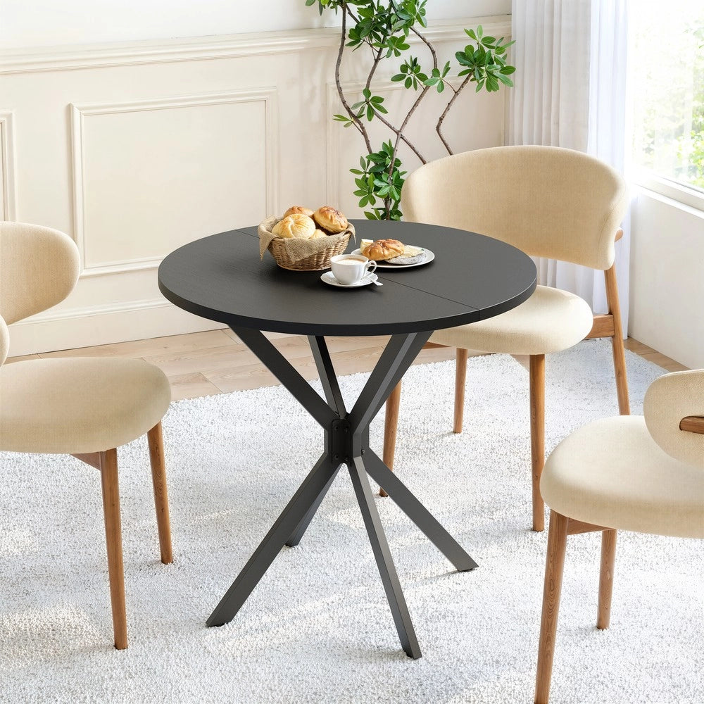 Tavolo Rotondo con Gambe a X ¨C MINIMAL ¨C Nero, 80 cm
