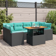 Set Divani da Giardino con Cuscini 7pz Nero Polyrattan 3327004