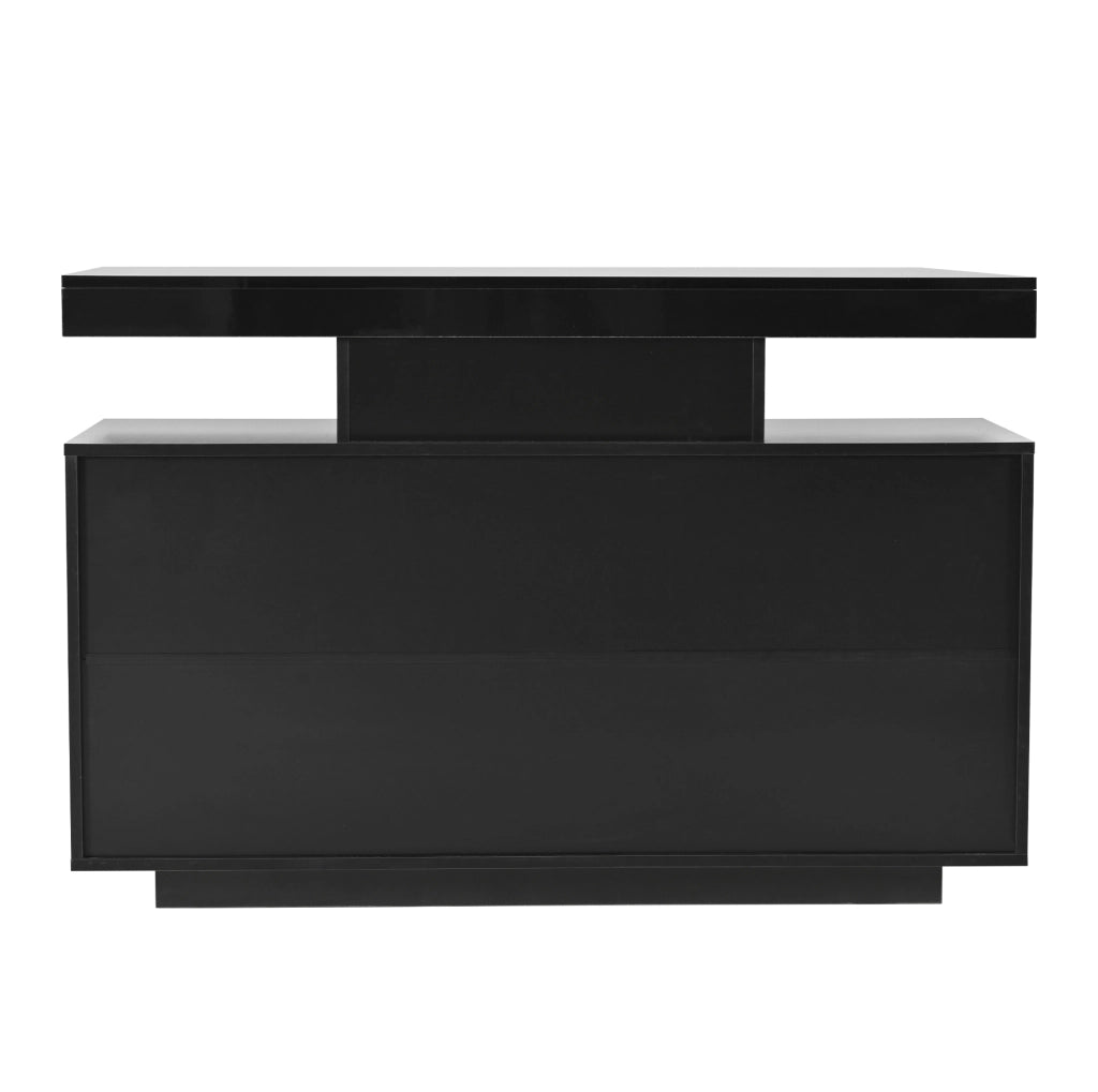 Madia buffet 120x40x80 cm con LED RGB; 3 cassetti e ante in acrilico nera HOMVRA