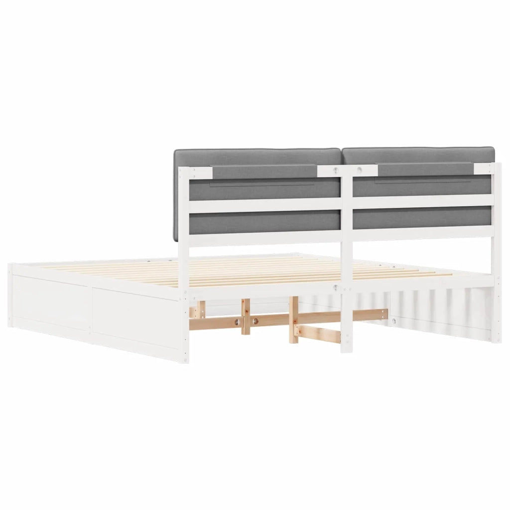 Letto con Testiera Rivestita Grigio chiaro 180 x 200 cm
