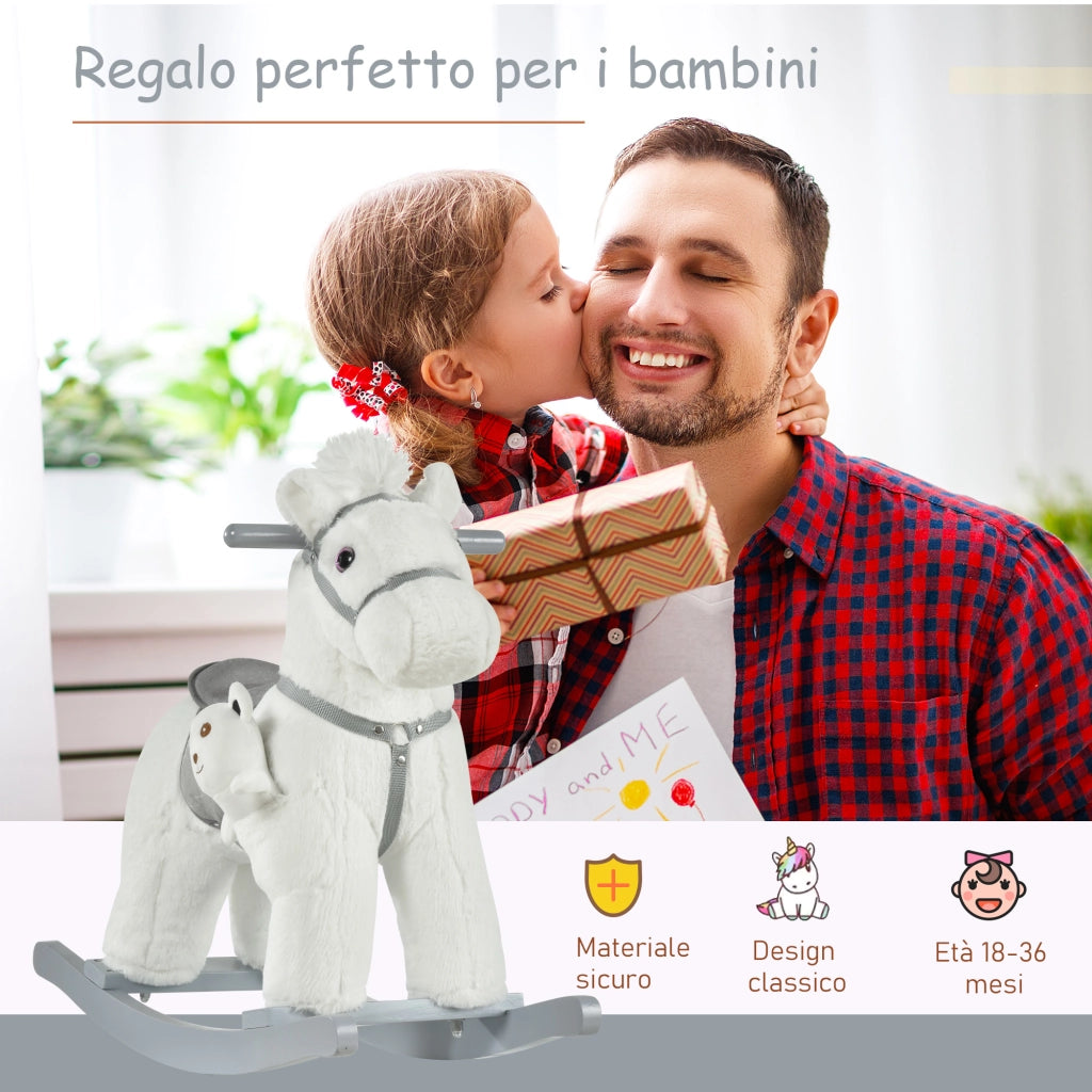 Cavallo a Dondolo con Orsetto e Suoni per Bambini ¨C Zephmum ¨C 18-36 Mesi