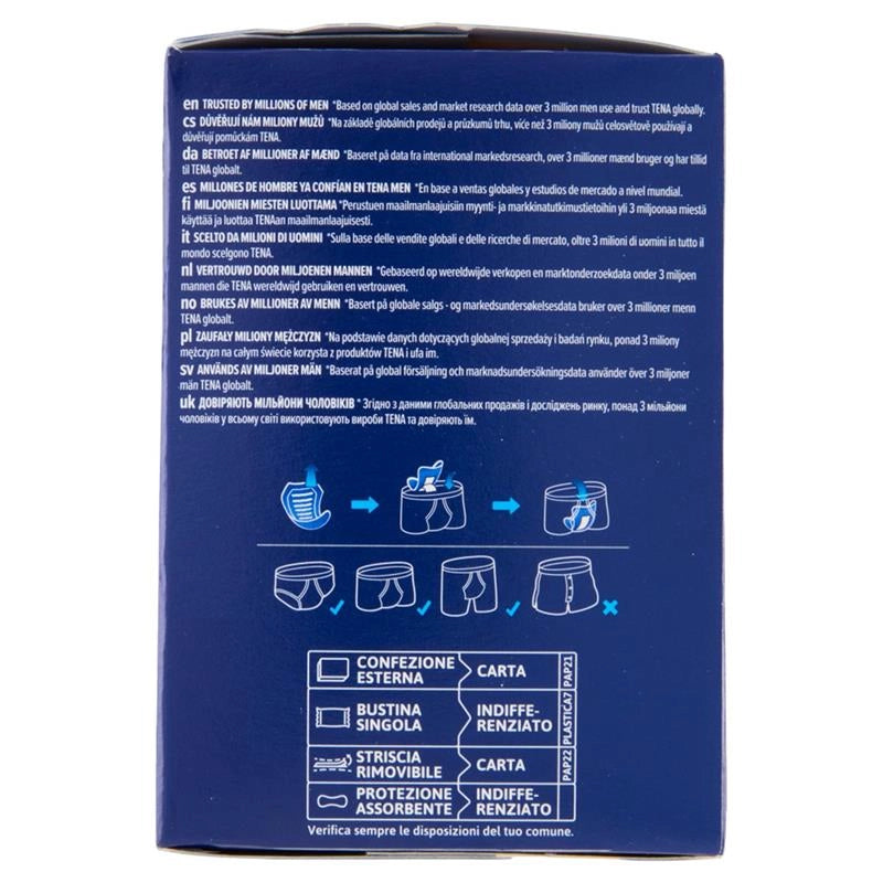 TENA MEN ACTIVE FIT ASSORBENTI PROTETTORI UOMO LIVELLO 1 MASSIMA SICUREZZA E COMFORT 12PZ