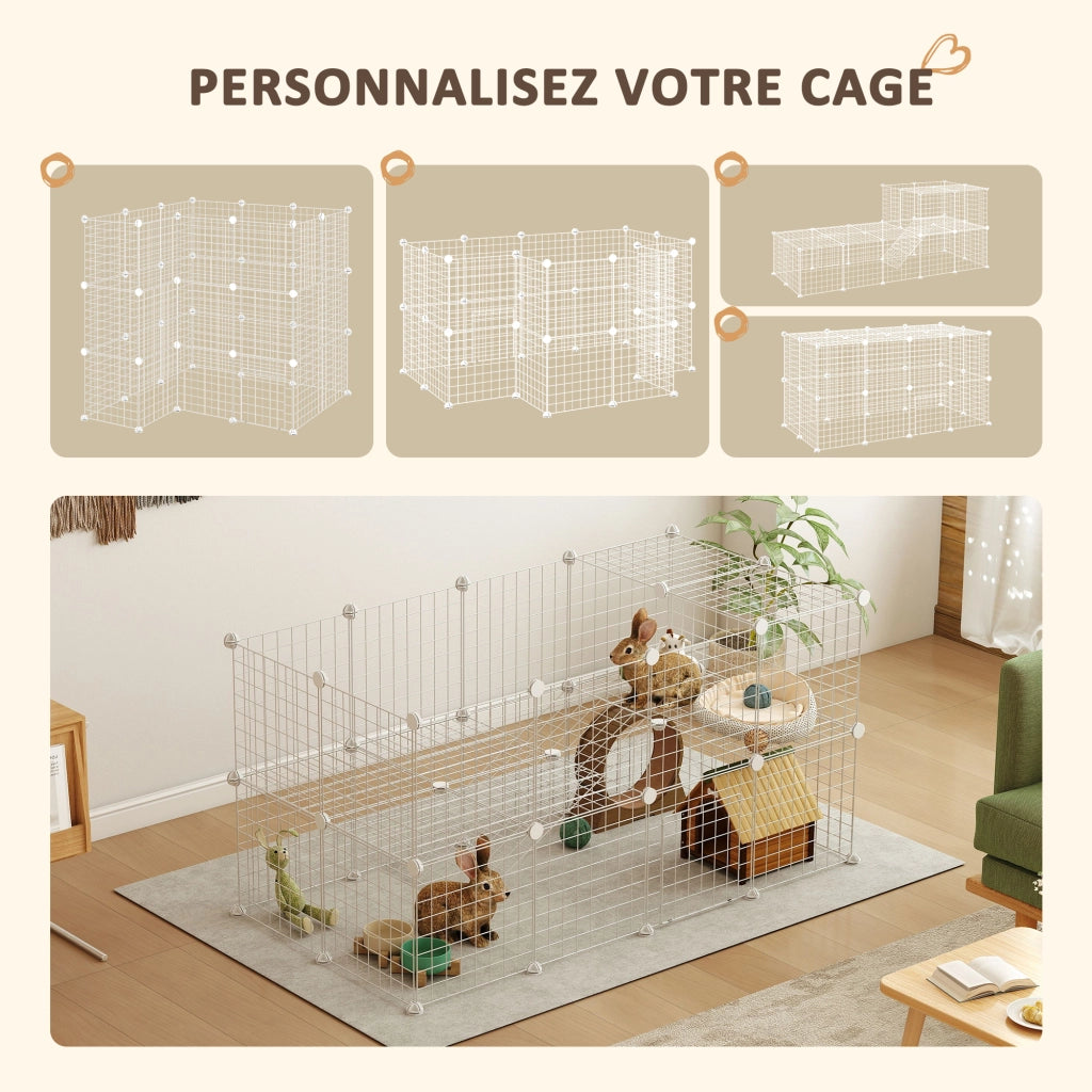 Recinto per animali domestici modulabile a 2 livelli ¨C Minimal ¨C 146x73x73cm bianco