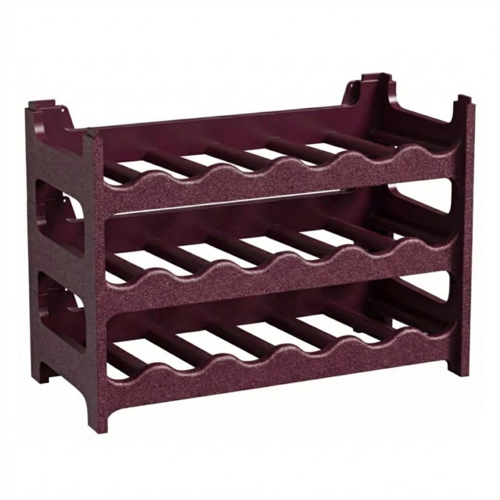 CookandSupply x TheWV Cantinetta Vino in Plastica Modulare Impilabile, Portabottiglie Effetto Pelle Martellata, 6 Bottiglie per Modulo, Scaffale Portavino Salvaspazio - Rosso Burgundy, 18