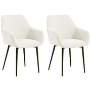 Set Sedie da Pranzo Imbottite con Braccioli ¨C Zephmum ¨C Tessuto Effetto Velluto Crema 54x57x80 cm
