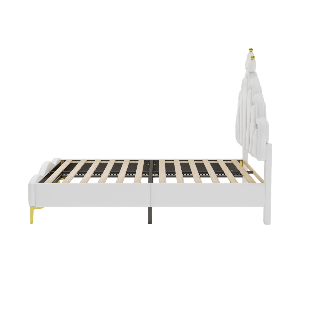 LETTO 140x200 cm in PU Bianco con LED