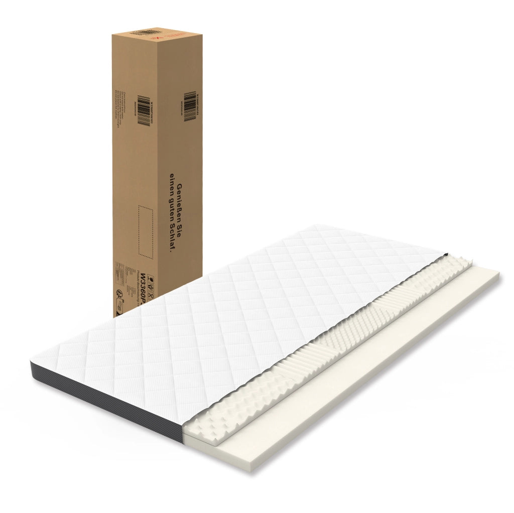 Materasso H3 a media compattezza in schiuma a 7 zone, altezza 7 cm, 90x200 cm, certificato Oeko-Tex