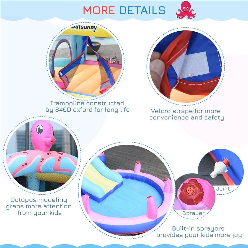 CASTELLO GONFIABILE PER BAMBINI CON SCIVOLO E PISCINA TEMA MARE