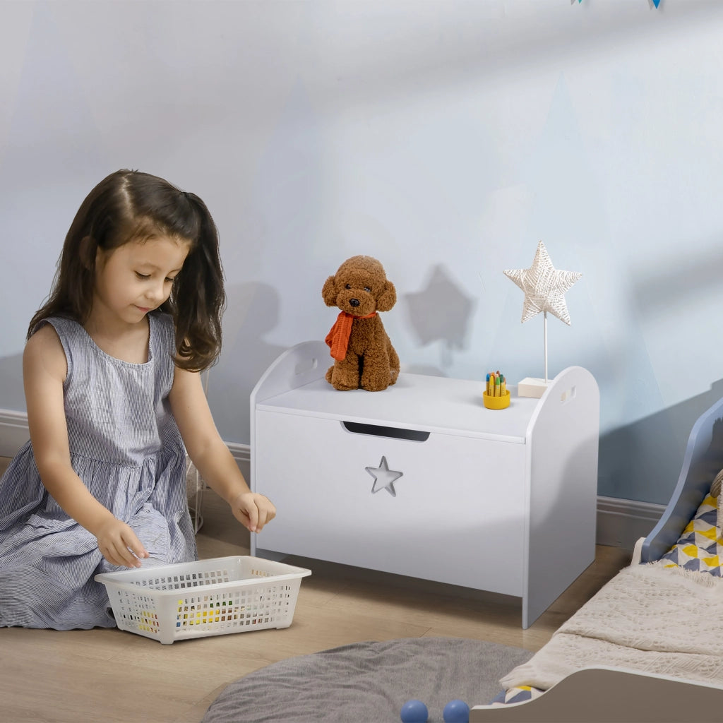 Baule contenitore portagiochi bambini ¨C Xylo ¨C legno bianco 62x40x46.5cm con cerniere sicurezza