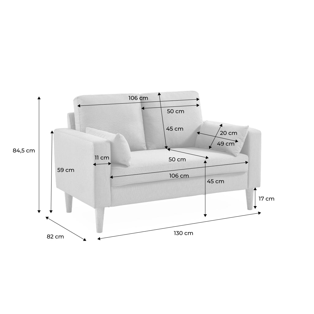 Divano in legno di hevea e ciniglia, 2 posti, beige