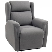 Poltrona relax reclinabile 160° con poggiapiedi effetto lino grigio scuro facile da montare per soggiorno