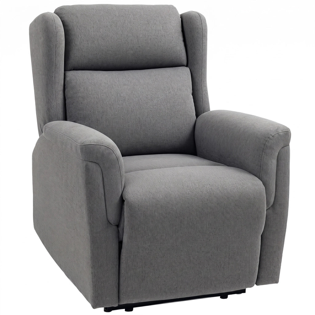 Poltrona relax reclinabile 160° con poggiapiedi effetto lino grigio scuro facile da montare per soggiorno