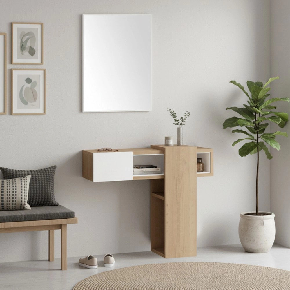 Ingresso con specchio Efes colore rovere bianco