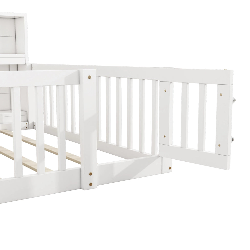 Letto per bambini 140x200 cm con sponde e vani laterali
