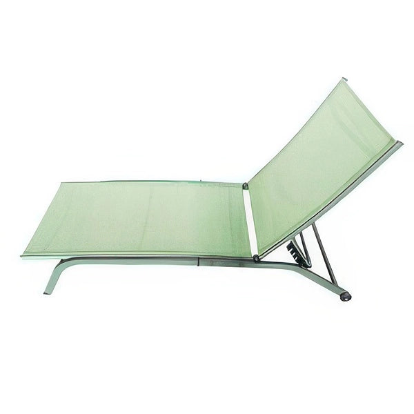 Lettino Prendisole Verde Salvia 195 x 63 x h 34 cm in Textilene con Schienale Reclinabile