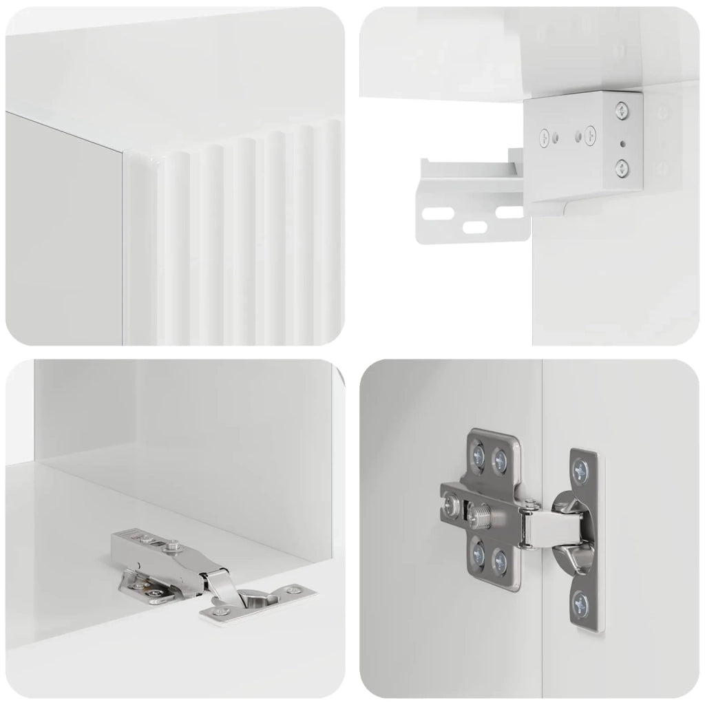 Set mobile TV 4 pz | Armadietto TV | Mobile Porta TV Bianco Lucido Legno multistrato