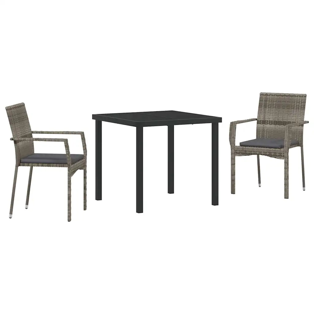 Set da Pranzo per Giardino 3 pz Grigio polyrattan 3380092