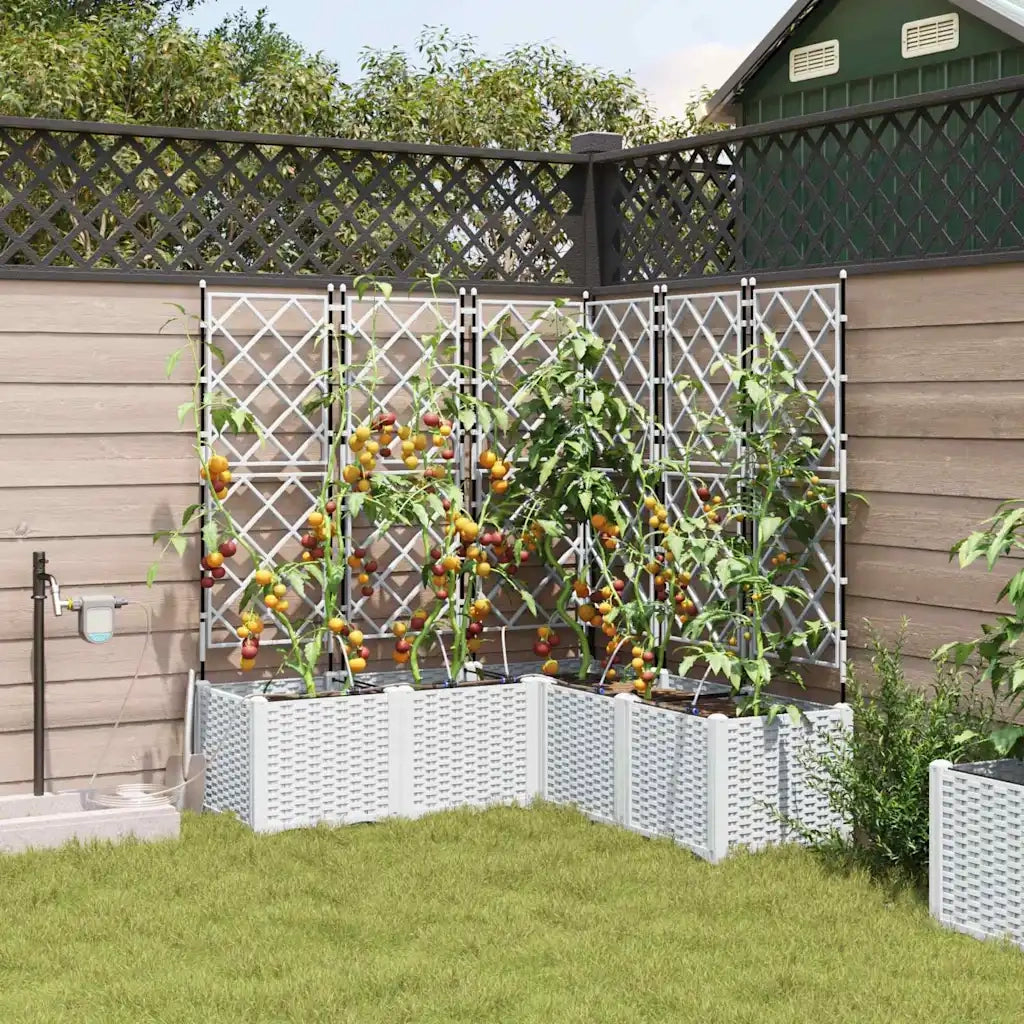 Fioriere | Cassetta per fiori | Vaso da giardino 5 pz Bianco 120 x 120 x 142 cm Plastica