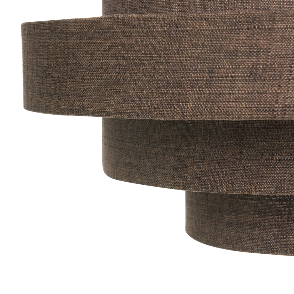 Lampada a sospensione con paralume in tessuto di lino marrone design moderno luce per soggiorno